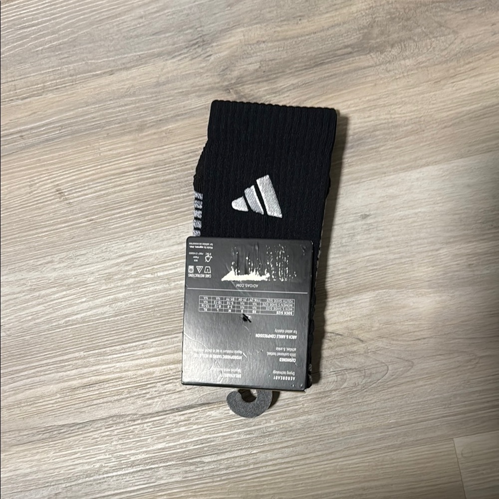 Adidas Black and White Cushioned Crew Socks - Picture 2 of 4